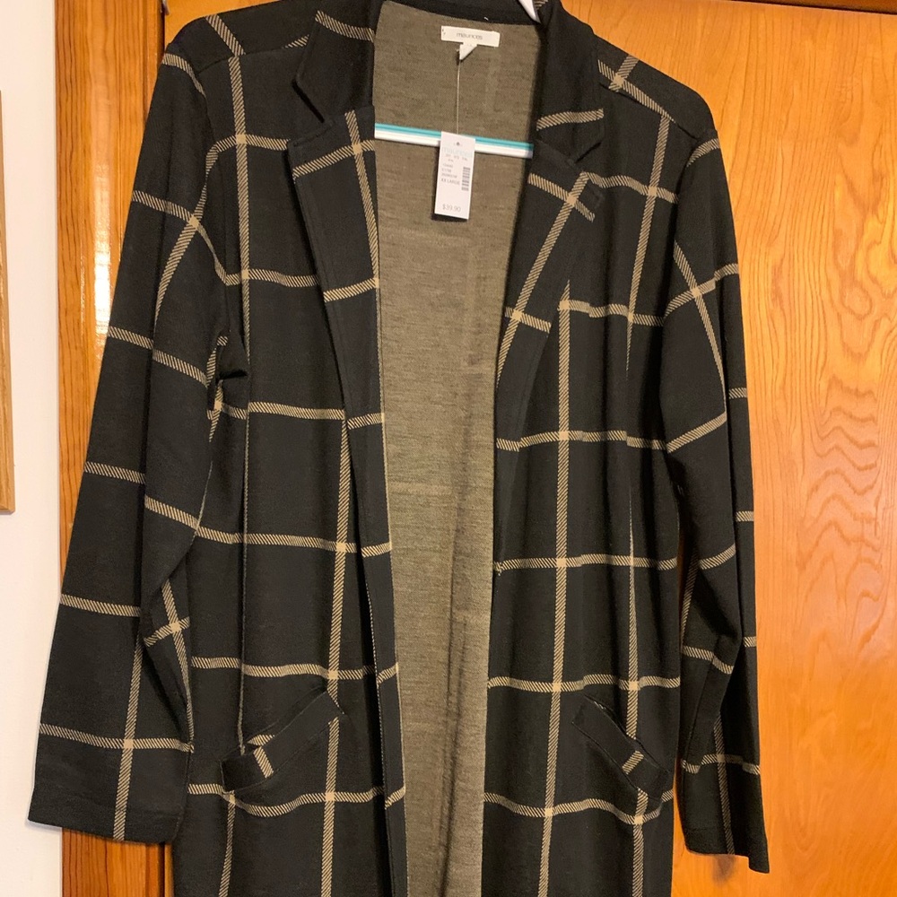 Black Plaid Open Front Blazer Maurices